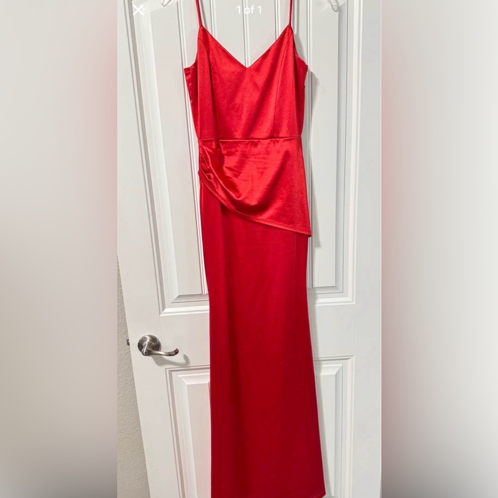 Windsor Red Asymmetrical Satin Dress